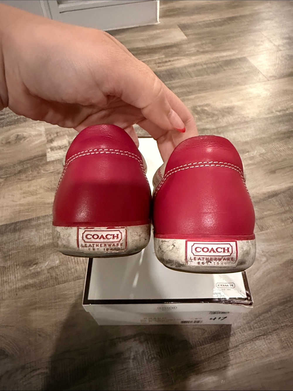 Coach Multicolor Plaid Slip-On Sneakers in Cream and Pink Trim with box size 8 - Picture 8 of 13